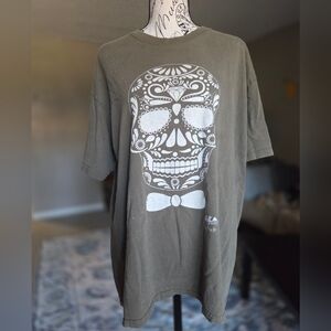 Men's Olive Green Graphic Skull T-Shirt